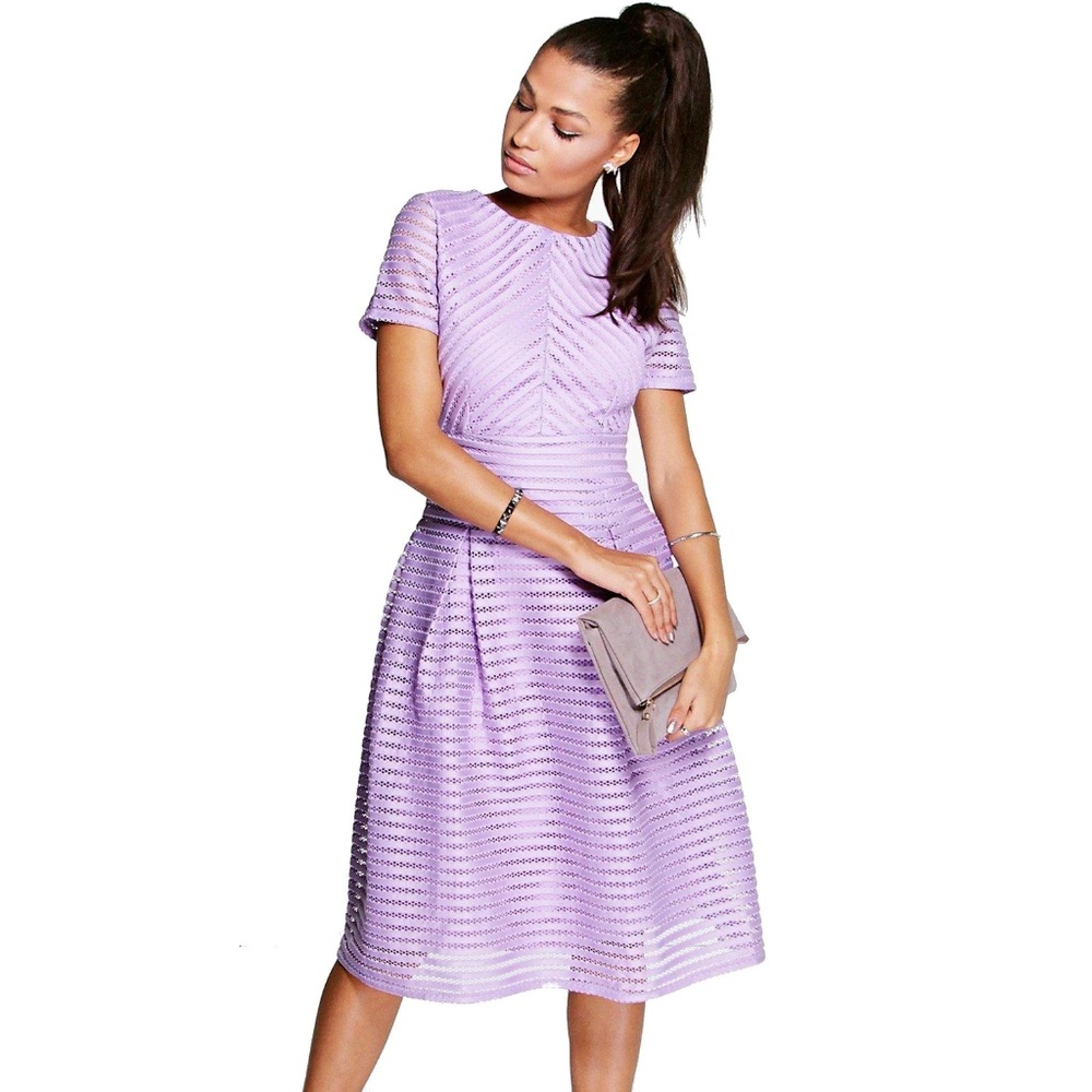 boohoo purple lace midi dress size small nwot